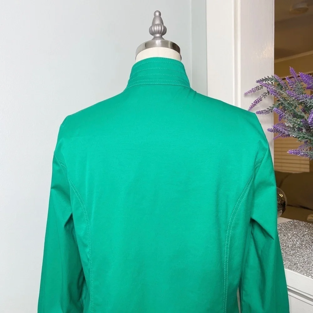 Chico’s 3/4 Sleeve Zip Front Vinny Jacket in Vivid Green Spring Jacket - Picture 7 of 11